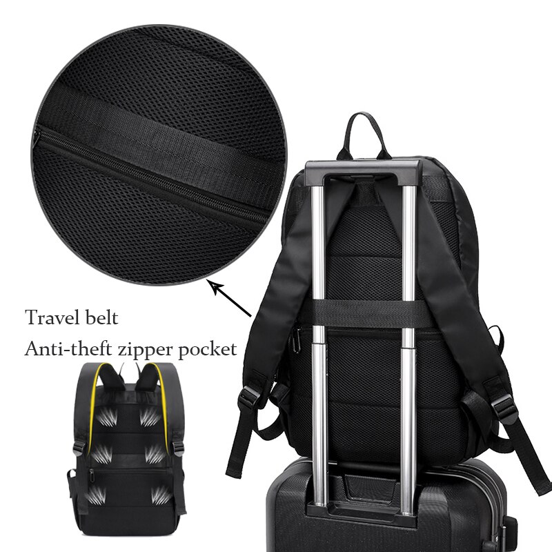 Laptop-rucksack 15 zoll, damen & herren, wasserdicht, schwarz, business-reiserucksack mit großem fassungsvermögen 6 schulrucksack mit usb-ladefunktion