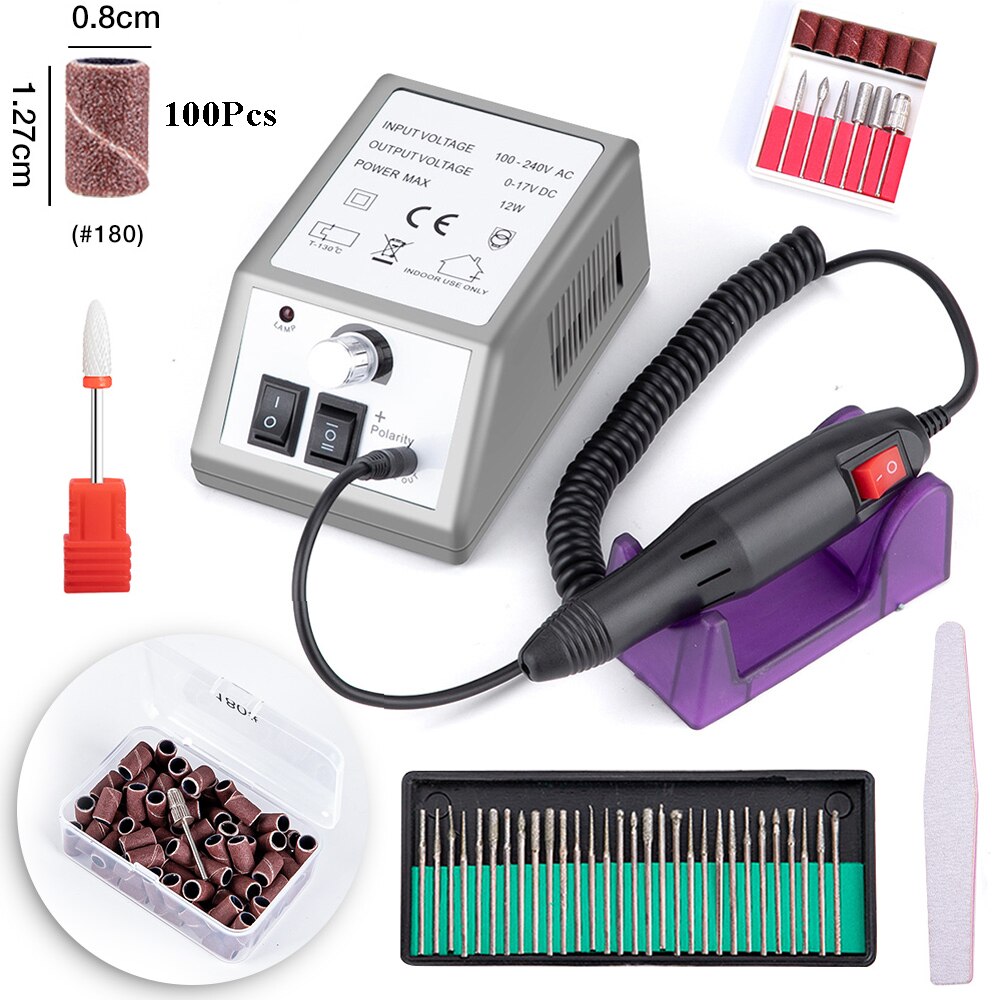 Dmoley elektrisk pedicure maskine negleboremaskine elektriske manicurebor tilbehør pedicure sæt neglebore negleværktøjer: 100 stk 180 fint