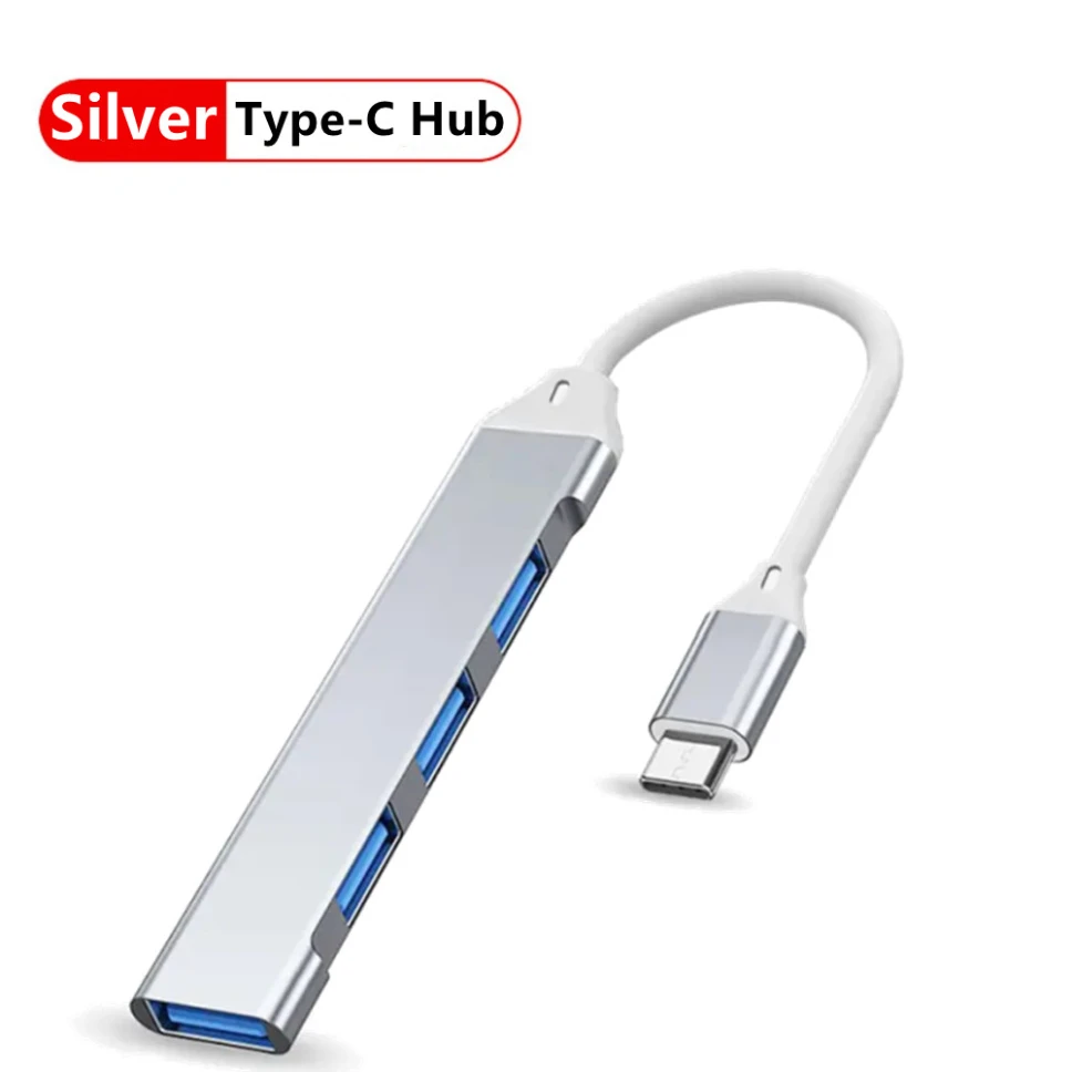 USB 3.0 Hub 4 Poort USB Uitbreiding Hub Hoge Snelheid Type-c Splitter 5Gbps Voor PC Laptops Accessoires Multiport HUB USB 3.0 2.0 Poort: WIT