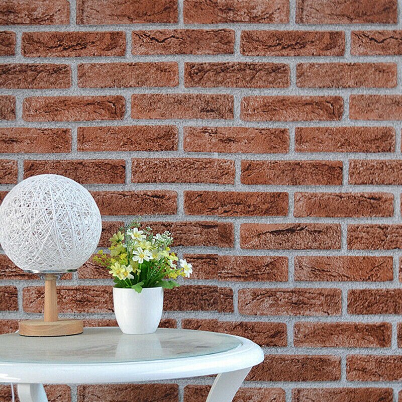 3D Brick Effect Wall Stickers Paper Brick Wallpaper Rustic Effect Self-adhesive Home Decor Sticker Tile Stickers for Wall: as the picture