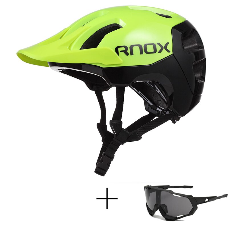 RNOX Bicycle Helmet Red Road Mountain Cycling Helmets band Sun Visor Men Women Lightweight Breathable In-mold Bicycle Safety Cap: B black-green