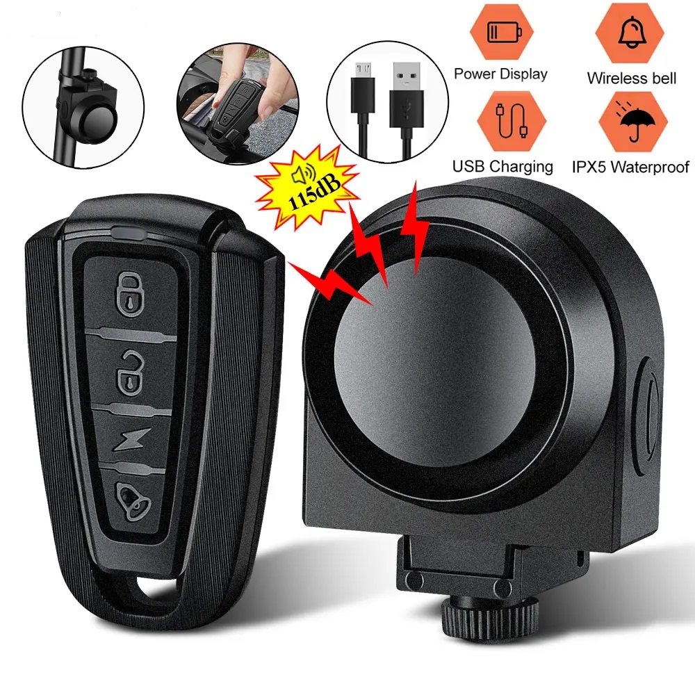 Fiets Vibratie Alarm Usb Oplaadbare Draadloze Anti-Diefstal Motorfiets Fiets Alarm Met Afstandsbediening Beveiliging Alarmsysteem