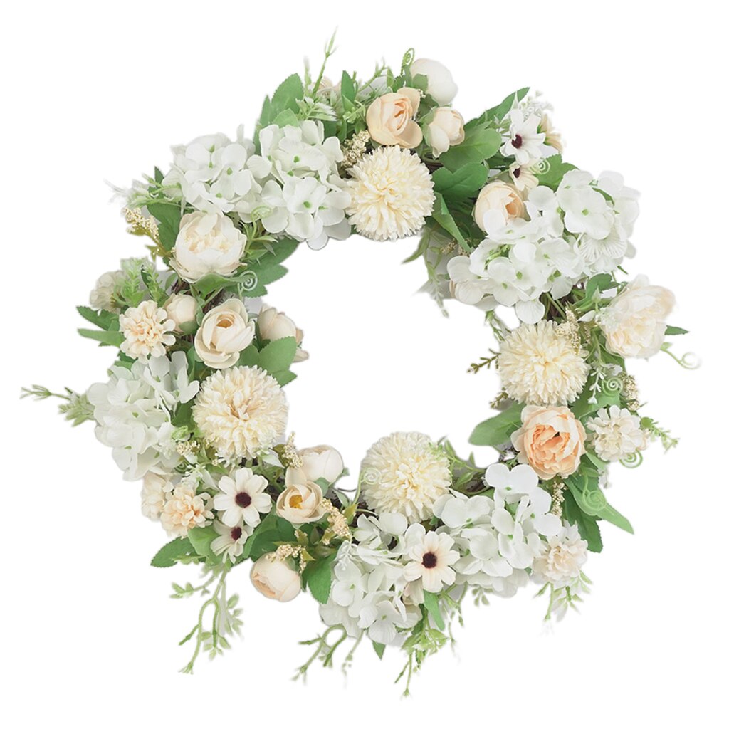 Wreath Flowers Artificial Rose Flower ,Door Wreaths Outdoor,Wreath Spring Summer: Light Green