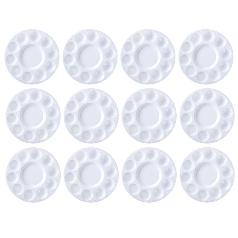 White Paint Tray Drawing Supplies Pp Water Color Paint Palette Round Palette Plastic Pallets 10 Holes 11 Cells Painting