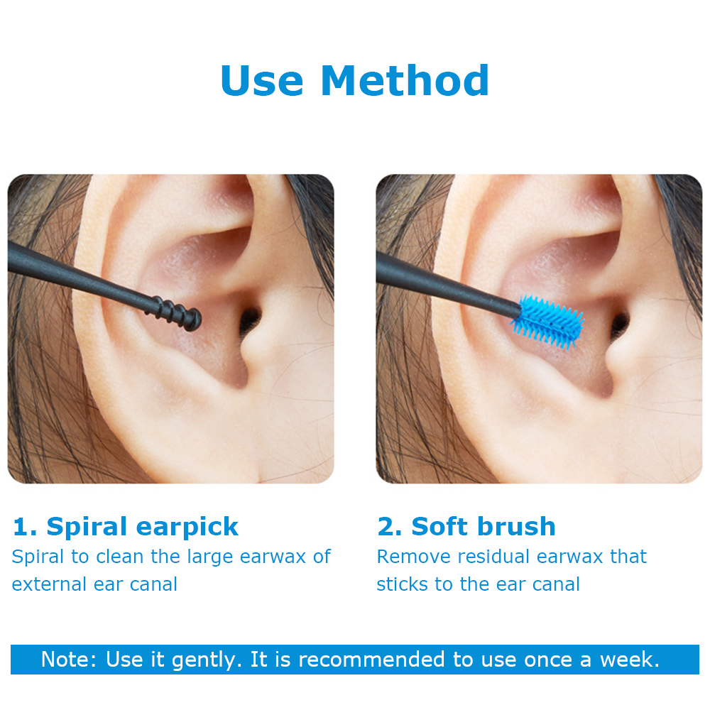 Ear Cleaner Double-sided Earpick Soft Silicone Spiral Rotating Ear Wax Remover Ears Cleaning Massage Tool