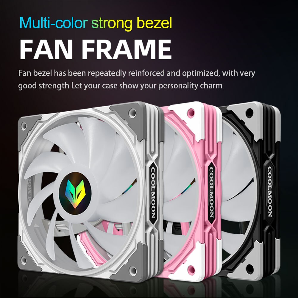 COOLMOON AS1 CPU Cooler 3 Pin ARGB FDB Bearing PWM PC Cooling Fan 120mm Darkflash DR12 PRO 120mm Cooling Fan RGB Adjust Speed