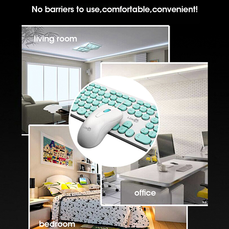 Punk Retro Keyboard And Mouse Set Punk Keyboard Round Keycaps USB Wired Office Trend keys Keyboard And Mouse Kit