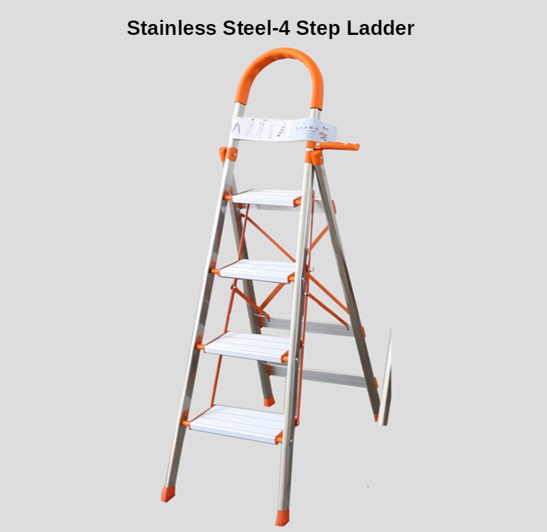 Household Steel Pipe Herringbone Ladder Thick Folding Step Ladder Single Side Ladder Stainless Steel Aluminum Alloy Ladder: YELLOW