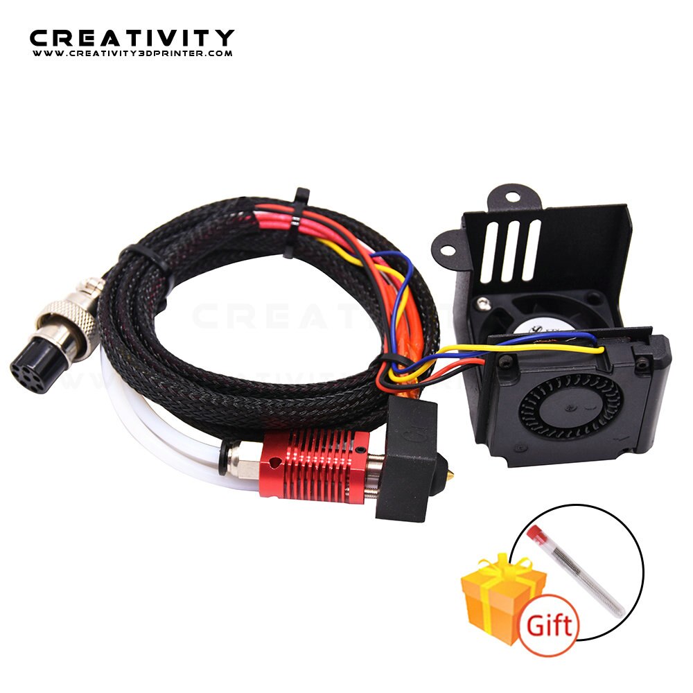 CR-10 Ender3 Nozzle Fan kit 3D Printer Hotend Kit Extruder Kit with 0.4 Nozzle Heating Block Double Fans Cover Air Connections: 12V CR-10