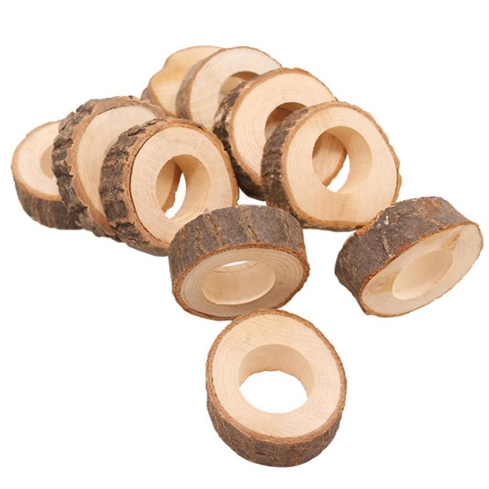 Servilleteros de cuentas de madera Natural para bodas, decoración creativa de Mesa para el hogar, de cumpleaños, Bar, 10 piezas