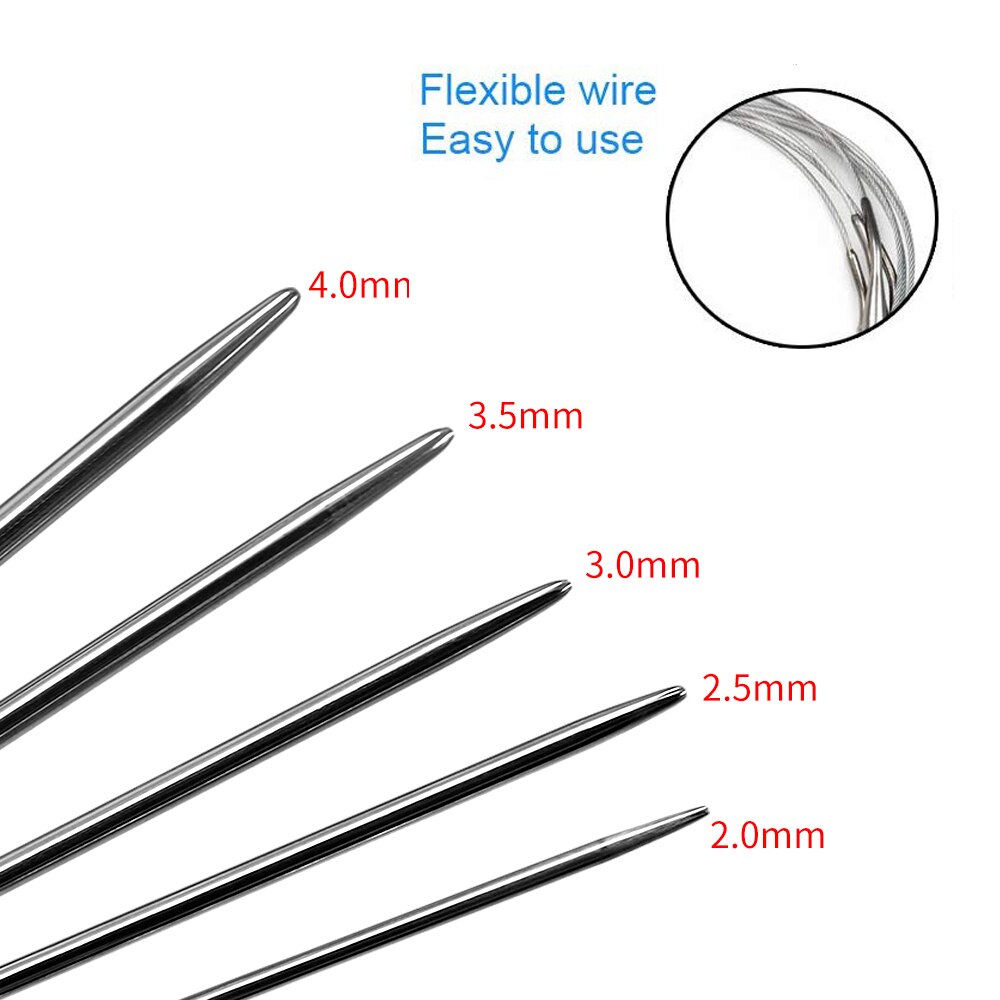 Agujas de tejer circulares de acero inoxidable de 80cm, gancho de ganchillo, hilo de algodón y lana para tejer suéter, herramientas de 2-4mm