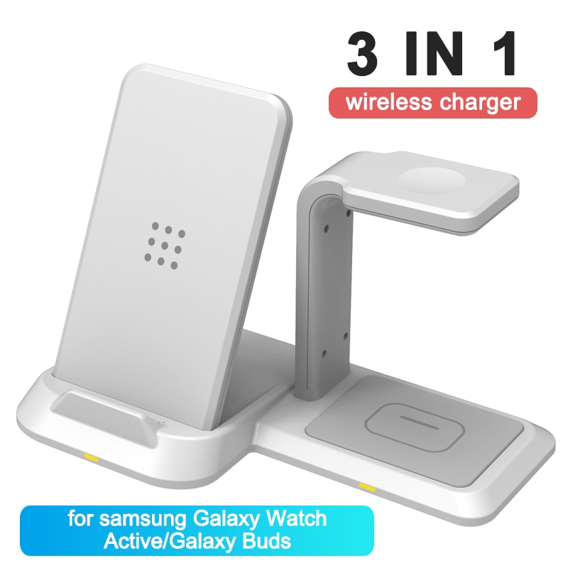 3 in 1 nopea langaton laturi telakka 10w pikalataus samsung note 20 10 9 8 s10 s9 s8 galaxy watch active/galaxy buds