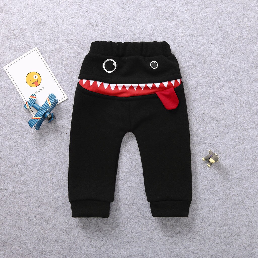 Pantalones de bebé niños niñas dibujos animados tiburón lengua Harem gruesos pantalones cálidos bebé Niño Pantalones Pantalon Bebe