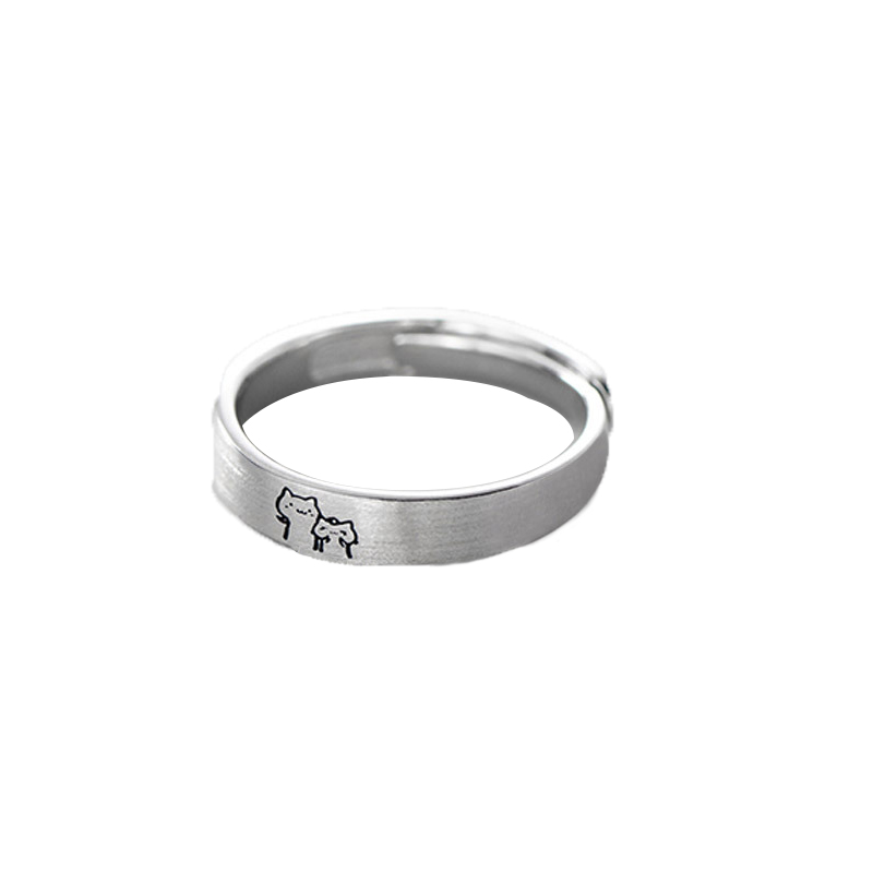 1 par de anillos de pareja de gatitos, bonito anillo abierto de plata para mujeres y hombres, anillos de dedo ajustables, de joyería de aniversario para amantes románticos: Cian