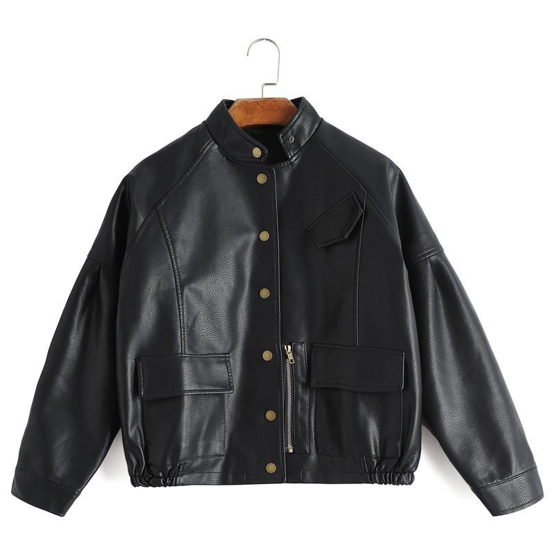 Vintage PU Leather Lapel Jacket