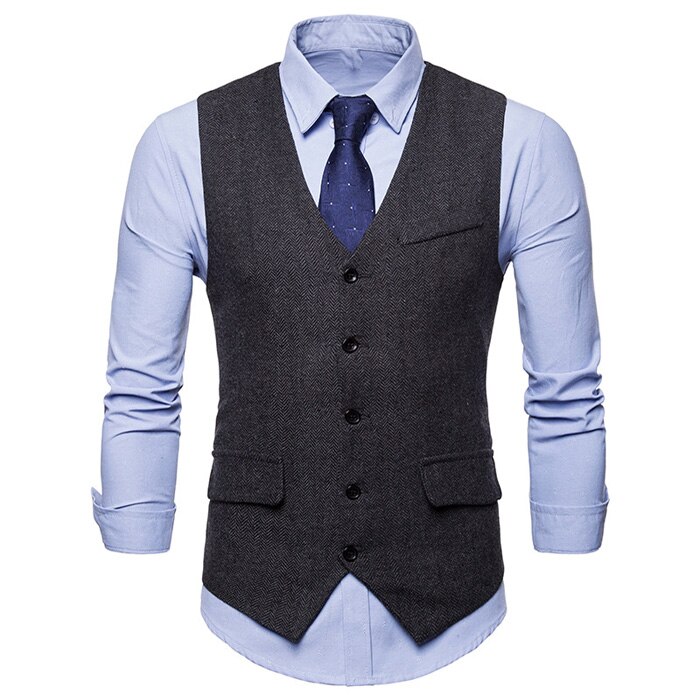 Hight Wollen Pak Vest Mannen Slim Fit Vest Mens Single Breasted Zaken Wedding Tuxedo Vesten Gilet mannen: Black / XXL