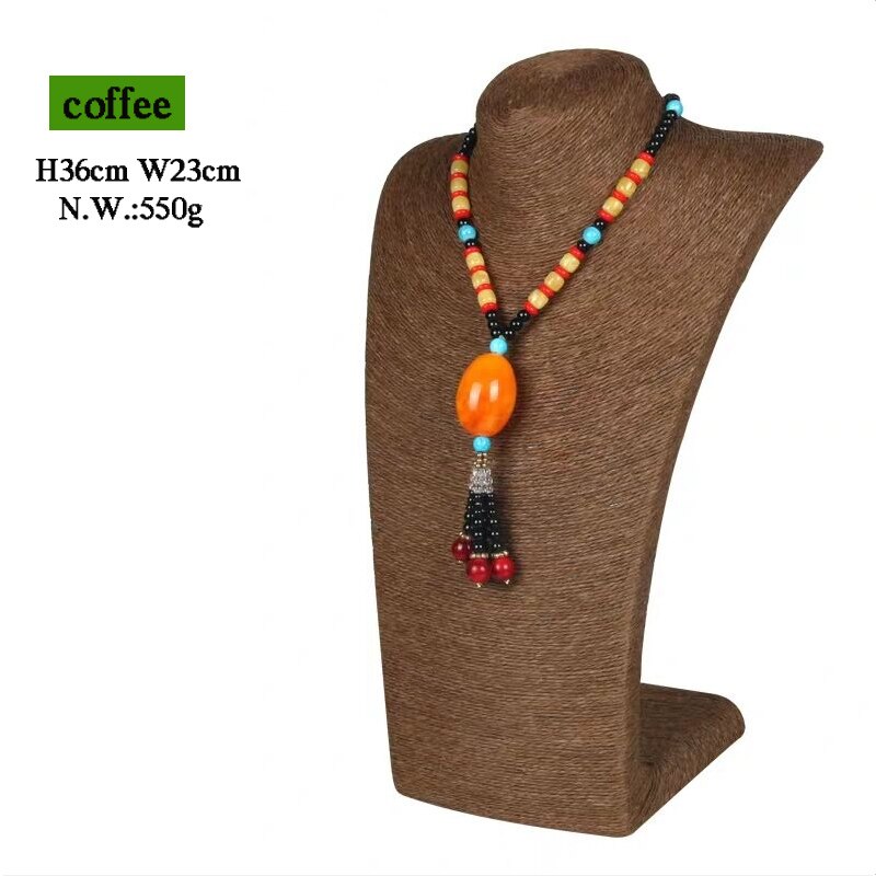 S/M/L 6 kolory kobieta liny manekin naszyjniki biust stojak biust stojak wystawowy na biżuterię uchwyt półki L23 * W13 * H36cm cena hurtowa: H36cm coffee