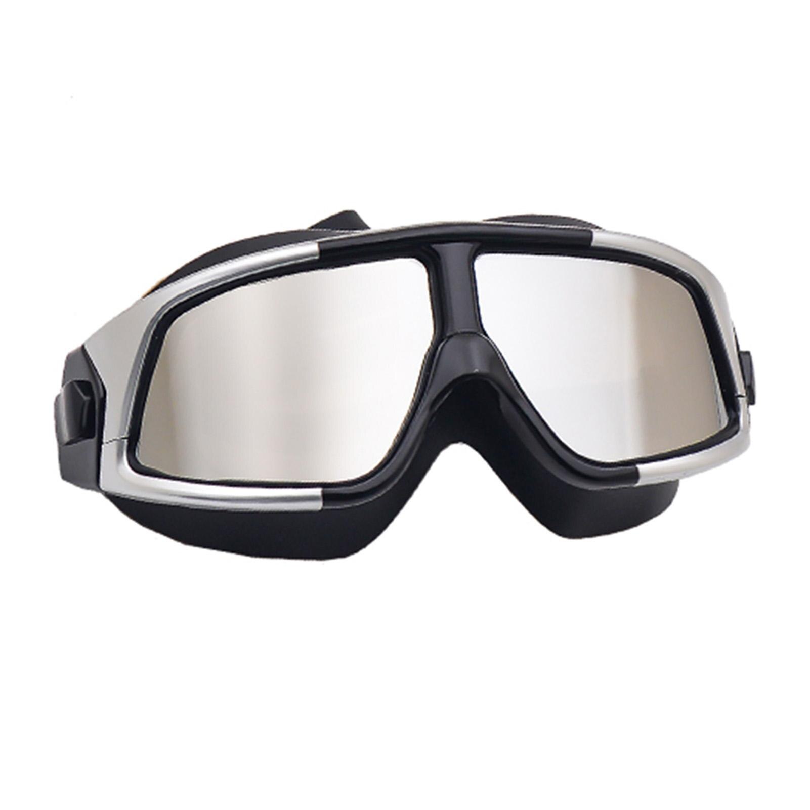 Waterproof Fog Swimming Goggles High-Definition Large Frame Anti-Ultraviolet Plating Flat Light Diving Goggles For Adults: Silver
