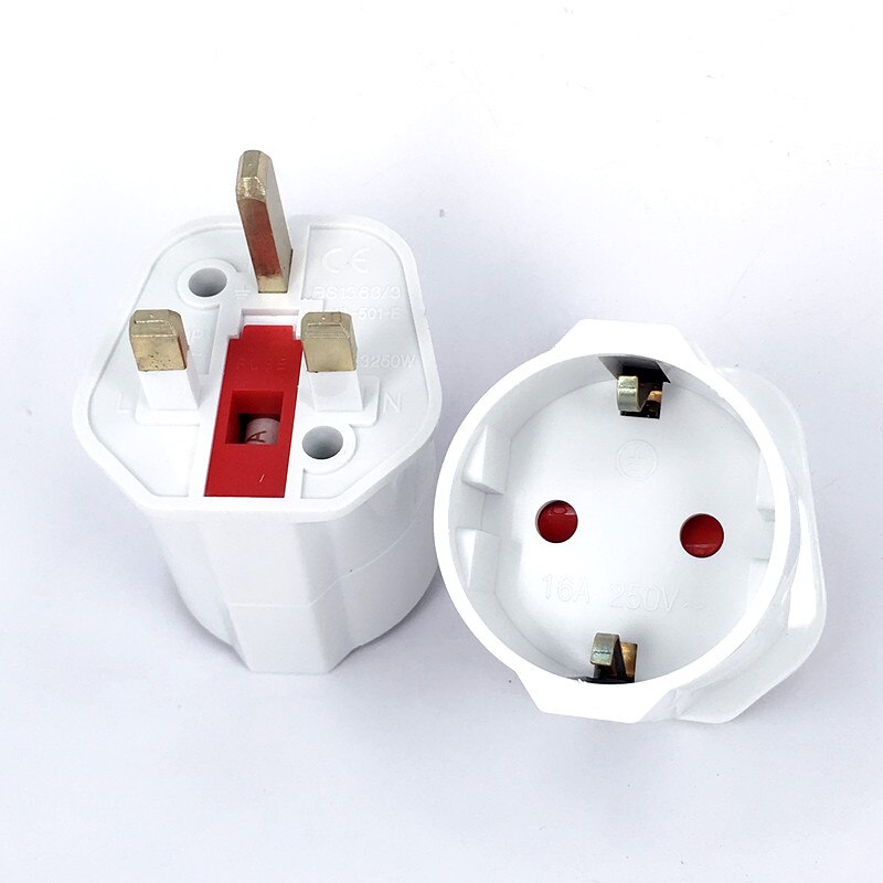 Europese 2 Pin naar UK 3 Pin Plug Adapter Euro EU Schuko Travel Mains Adapter
