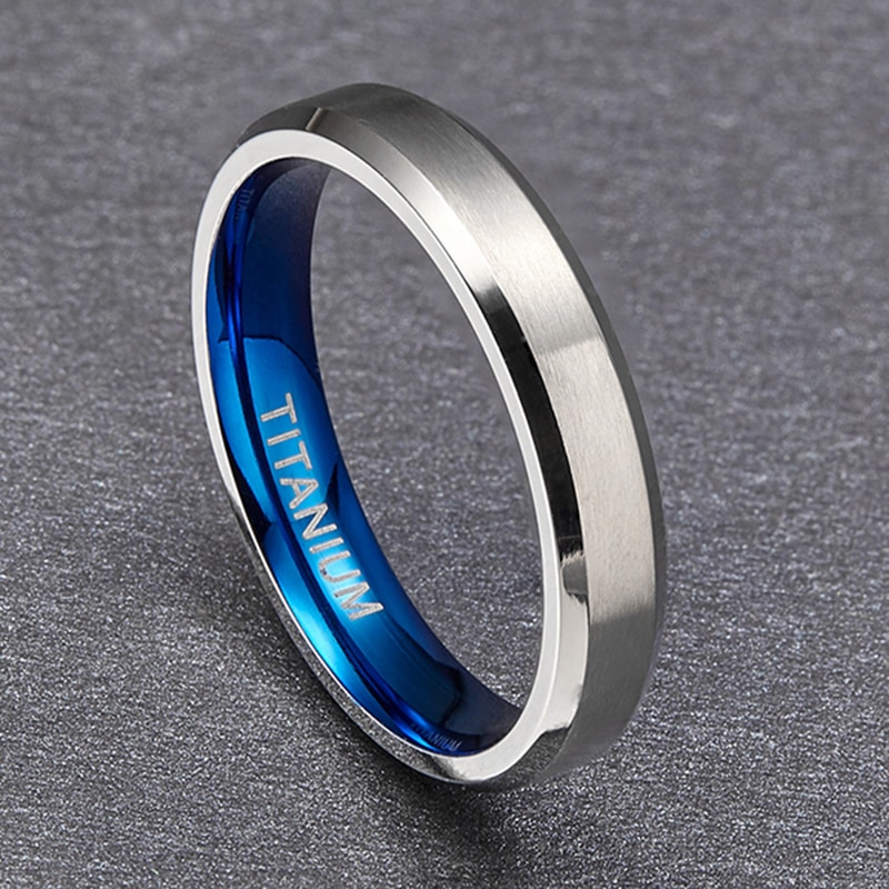 4mm Blue Inlay Titanium Rings For Women Wedding Love Rings Female Engagement Promise Jewelry anillos mujer sieraden