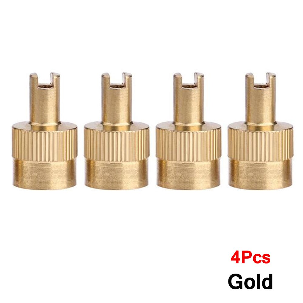 AUTCOAT 4/8Pcs Cuivre Fendue Fente Bouchon de Valve Avec Retrait de Noyau de Valve, Valve De Pneu D&#39;air Cache-Poussière Bouchon de Potence: C0654-Gold-4Pcs