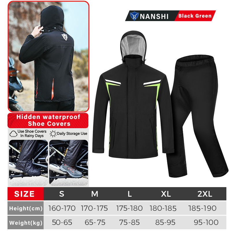 Motorrad-Regenanzüge für Damen und Herren, wasserdichter Anti-Sturm-Regenmantel, hohe Sichtbarkeit, Regenausrüstung für Radfahren, Golf, Angeln: XL / Lavendel