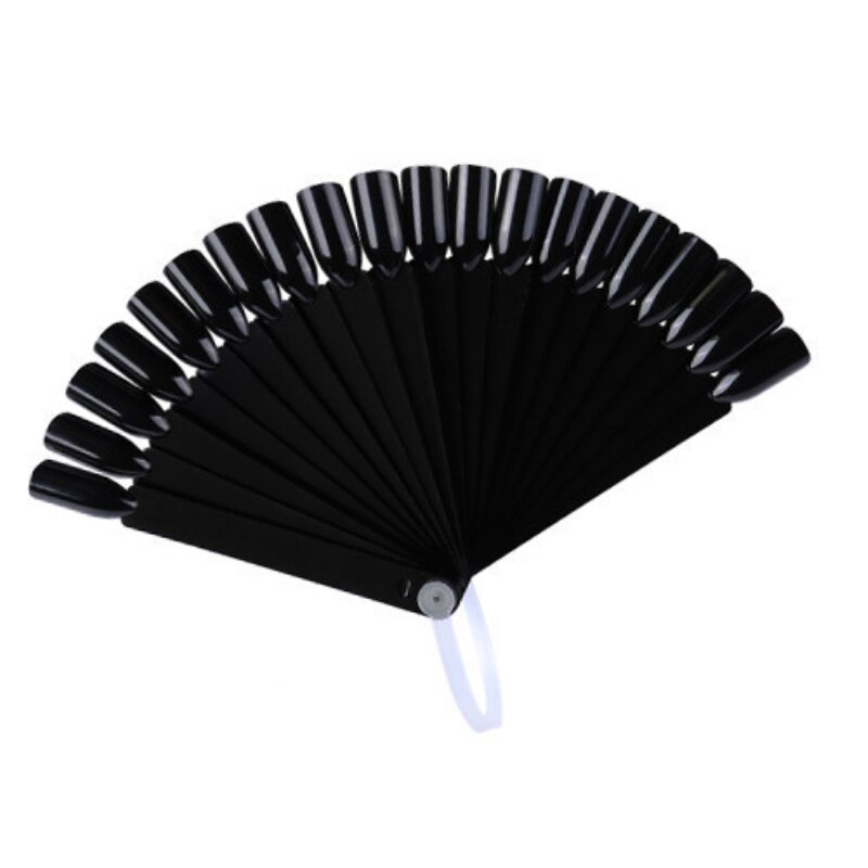 12/24/32Pcs Clear False Nail Tips Natuurlijke Zwarte Tips Fan Vinger Volle Kaart Nagels Art display Praktijk Acryl Manicure Gereedschap: 24pcs   Black