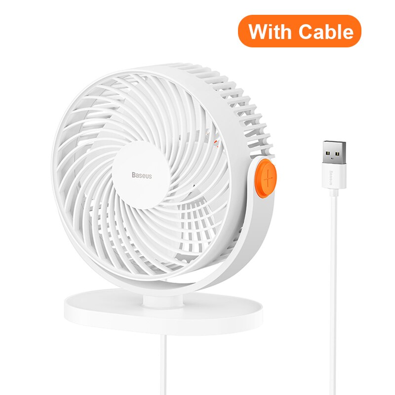 Baseus USB Fan Portable Hanging Mini Cooling Cooler Desk Fan For Home Office Speed Adjustable Desktop Table Summer Cooling Fans: White With Cable