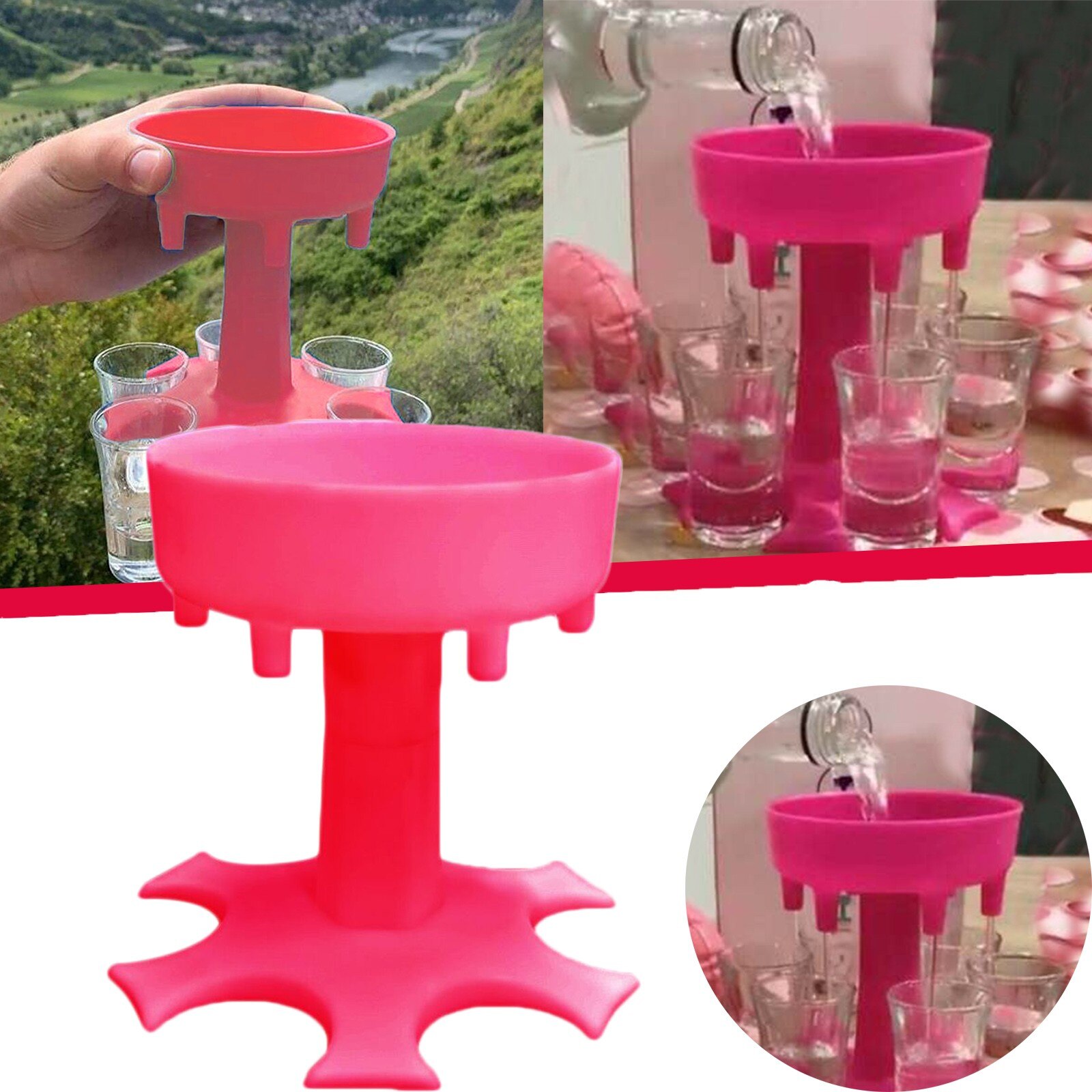 6 Shot Glass Dispenser And Holder -dispenser For Filling Liquids Shots Dispense Bar Family Party Pouring Tools