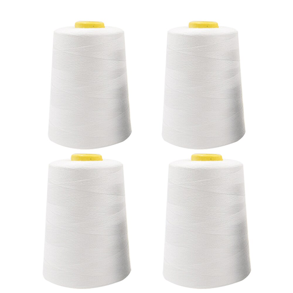 3000 Yards Naaigaren Polyester Borduurwerk Naaigaren Kegels Voor Naaimachine/Hand Patchwork Ambachten Naaien Accessoires: white 4pcs