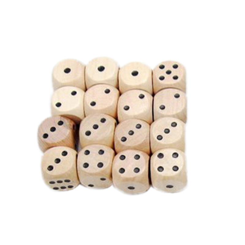10pcs Wood Dice 16mm Six Sides Durable Yard Dices Sieve Wooden Dice for Games Playing