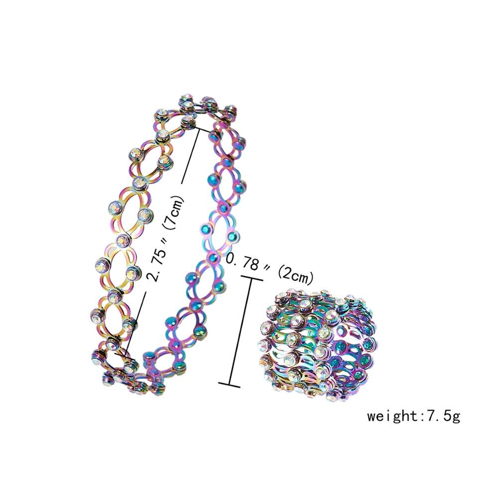 2 In 1 Magic Retractable Ring Bracelet Stretchable Twist Folding Ring Crystal Rhinestone Bracelets Women Jewelry