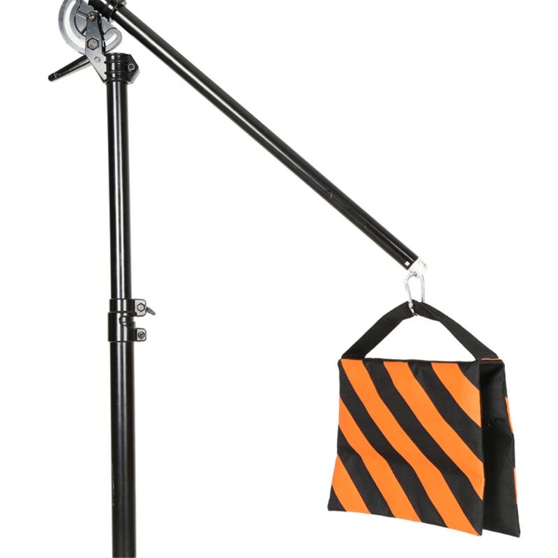 Dubbele Rits Balance Zandzakken Oranje Zwarte Strepen Fotografie Zand Tas Voor Video Podium Film Light Stand Boom Arm Statieven