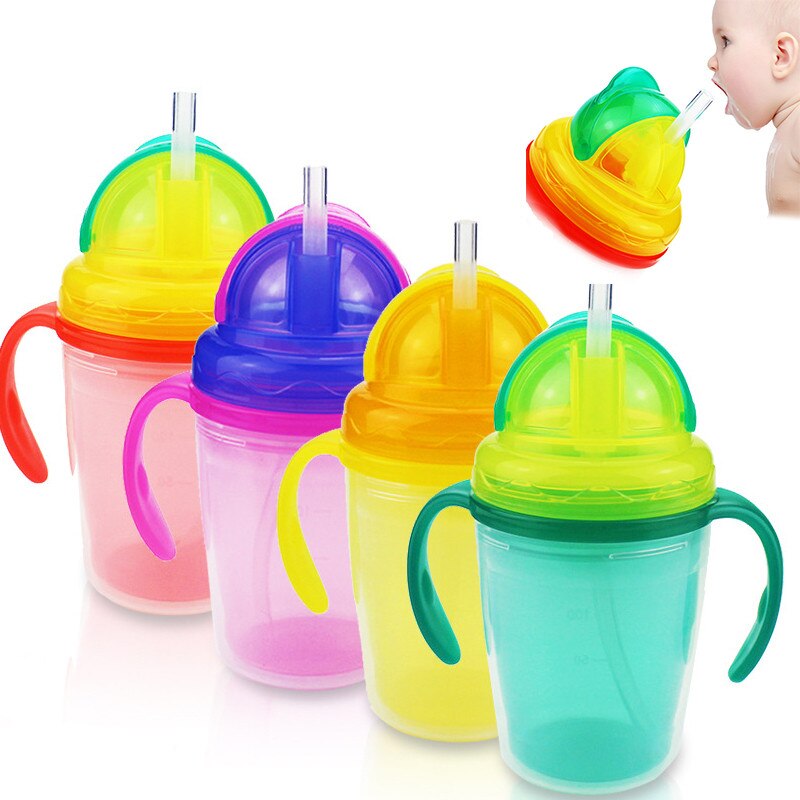 240ML BPA Gratis Baby Leren Drinkbekers Met Dubbel Handvat Baby Rietjes Water Cups Flessen