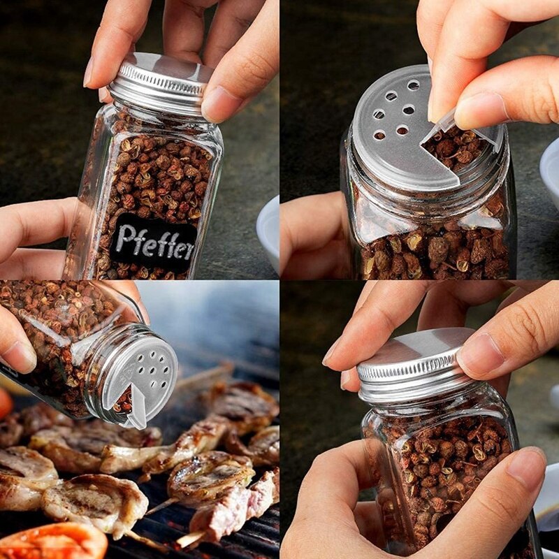 Ensemble de pots à épices avec couvercles, 12 secoueurs à épices, récipient carré en verre de 120 Ml pour stocker les épices