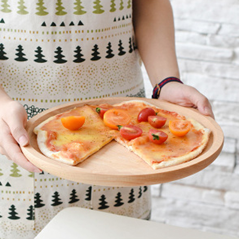 24cm/9.4 '' store runde trætallerkener brød pizza dessertbakke serveringsfade til te kaffe vinbar restaurant dekoration