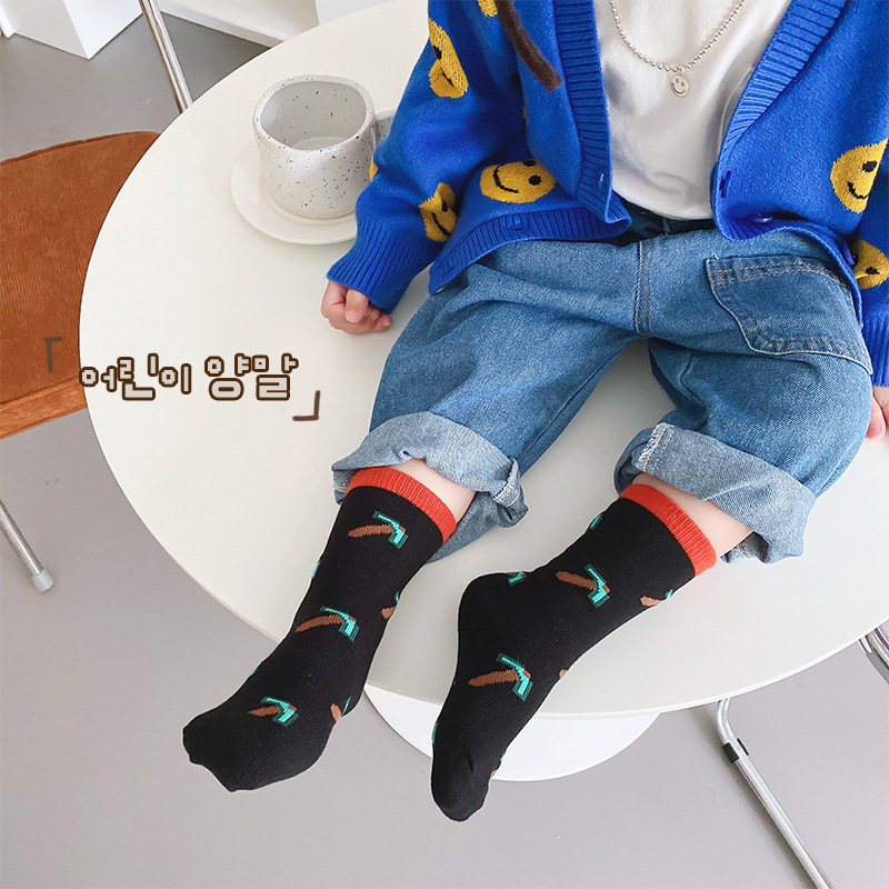 4 Paar Sokken Kinderen Herfst Winter Koreaanse Cartoon Robot Stijl Katoen Baby Baby Jongens Meisjes School Sokken