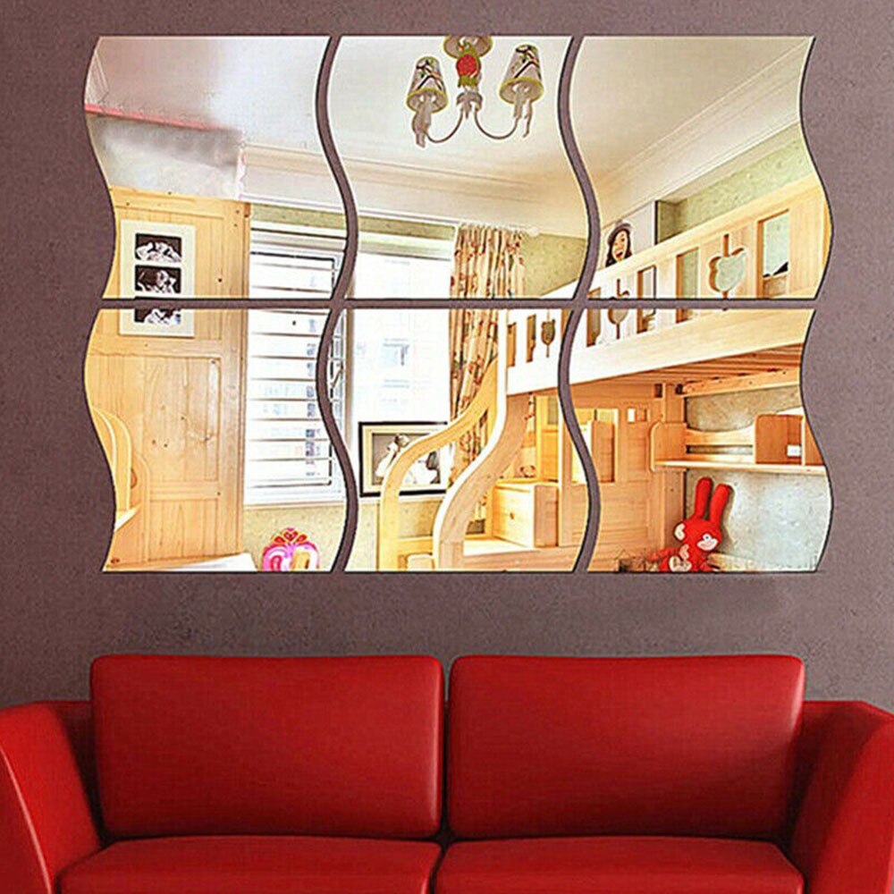 6Pcs Spiegel Sticker Zelfklevende Keuken Muur Sticker Art Diy Tegels Op Decal Kamer Home Decoratie Espelho Adesivo