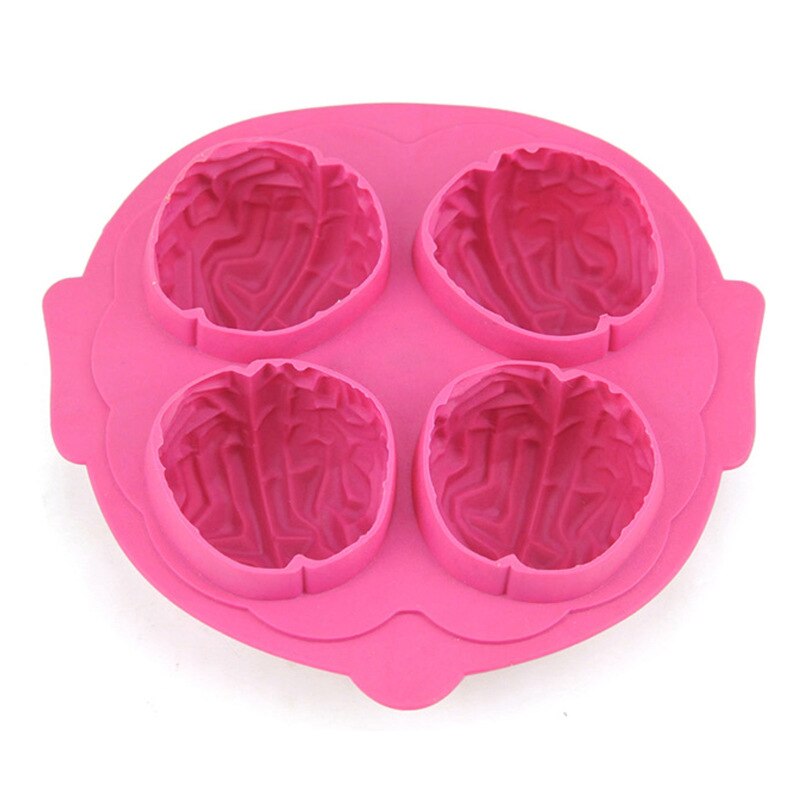 1pc Funny Brain Modeling 4-Cavity Ice Cube Tray Silicone Cocktail Whiskey Mold Kitchen Ice Tools For Iced Drinks Fruit