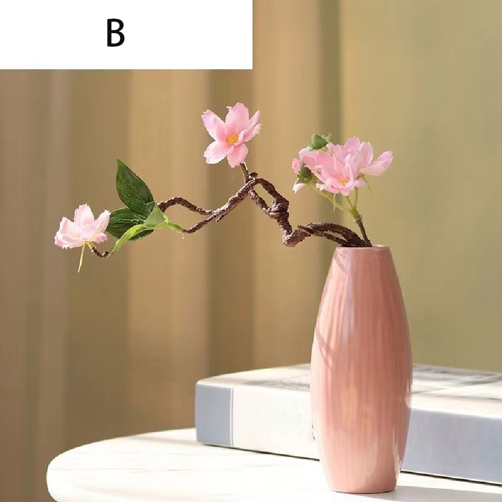 Décoration de vase en céramique Simple, décoration de table à manger de salon, petit vase de plante hydroponique: jaune clair