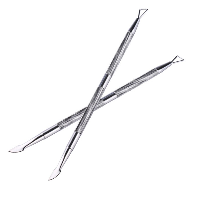 1Pc de acero inoxidable de la cutícula empujador raspador de doble cara dedo muerto piel empujar cutícula de uñas manicura herramienta de cuidado de uñas