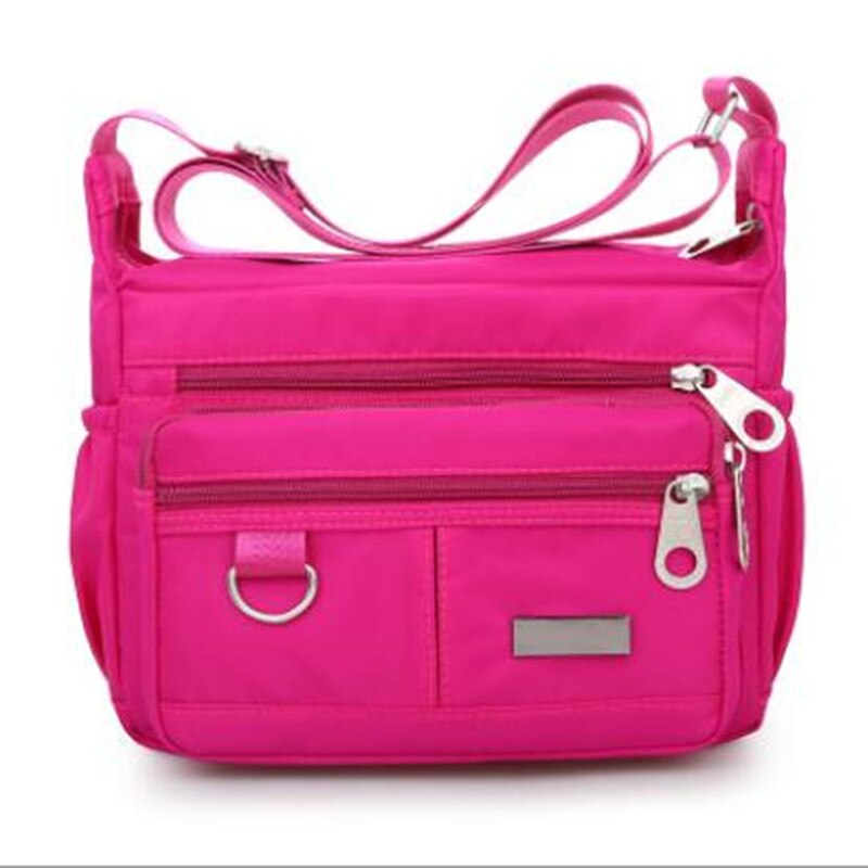 Vrouwen Schoudertas Waterdichte Nylon Messenger Bag Casual Schoudertas Grote Capaciteit Mode Handtas Dame Messenger Bag: Rose red