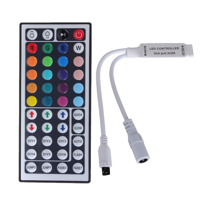 Rgb led controller 4 pin  ir 24 nøgle 44 nøgle ir fjernbetjening 3 nøgle trykket lysdæmper on / off switch til 5050 3528 rgb led strip lys