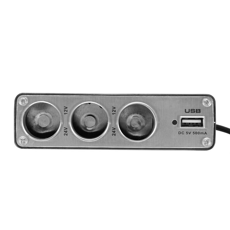 Divisor de encendedor de cigarrillos de 1 a 3 Hub Socket Universal para cargador de coche, adaptador cargador USB, múltiples interfaces, carga rápida