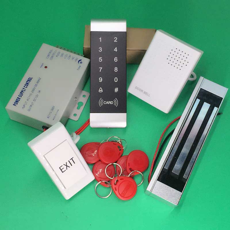 DIY Complete RFID Touch Keypad Access Control System Kit + 180kg 300LBs Magnetic Lock + Power Supply for House / Office