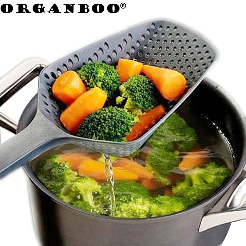 1 accesorio de cocina ORGANBOO, Gadgets, cuchara colador de nailon para escurrir verduras, cuchara para agua, Gadget, utensilios de cocina, negro