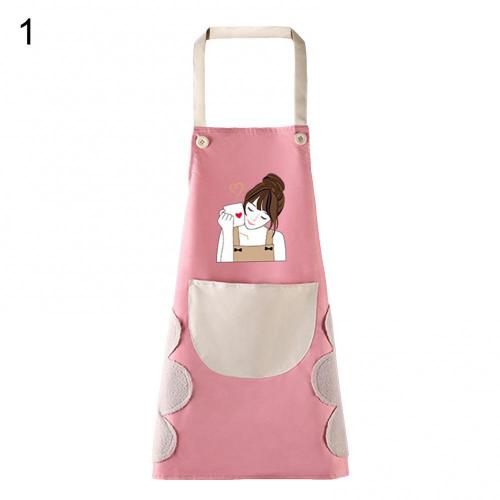 1Pcs Waterproof Anti-Oil Kitchen Apron Cartoon Girl Women Home Kitchen Aprons Waist Bib Nail Shop Apron for Women Baking: 1