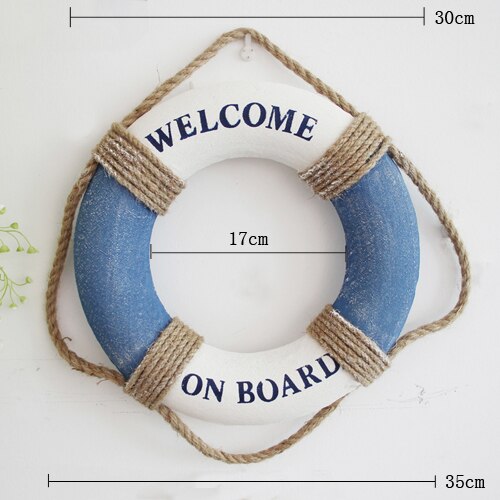 Welcome Wall ornament Life Buoy Foam Aboard Nautical Life Lifebuoy Ring Boat Wall Hanging Mediterranean Style Home Decor: 35cm E