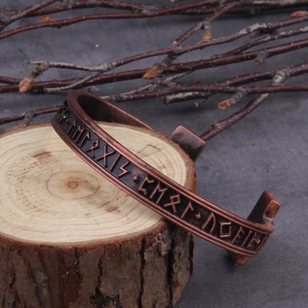 1pc Men&#39;s Handmade Nordic Rune Bangle Viking 3 color Alloy men bangle: Copper