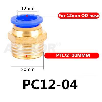 5 kpl pc pneumaattinen letkuliitin ilmakompressorin osat suora työntöpaineilmaliitin 1/2 " 1/4 " 3/8 " 1/8 " m5 uros -4 6 8 10 12: Pc12-04